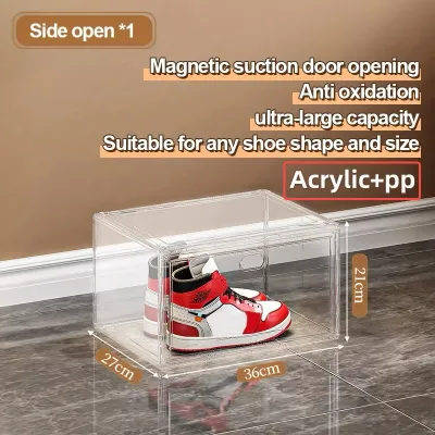 Clear Acrylic Shoe Box Organizer with Magnetic Door. Dustproof Stackable Shoe Storage for All Your Footwear Even Large Sneakers#XH002