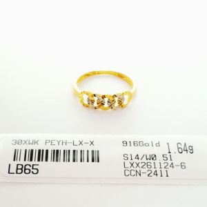 Cincin Pelbagai Saiz 14 Emas 916 Yon Hing