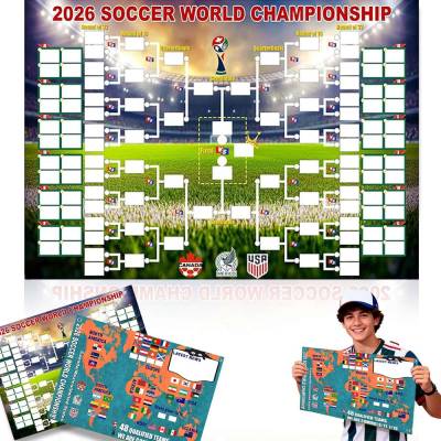 2pcs World Cup Football 2026 48-Team Tournament Fixtures Folded Poster RED