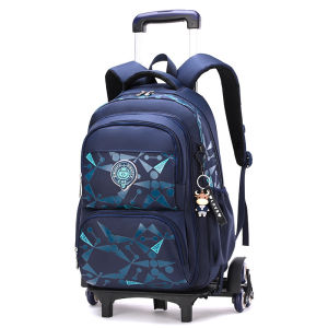 ZIRANYU Large Capacity Student Backpack 2024 New Wheeled Boys Waterproof Luggage Trolley Bag Detachable Childrens Trolley Bag Elementary School Bag
