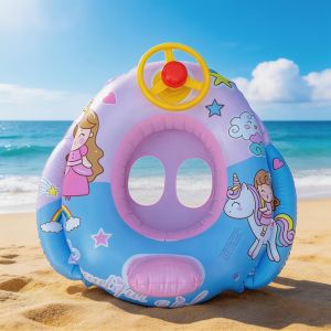 Baby kids swimming floaters inflatable seat ring with awning swimming ring for baby yacht kids summer