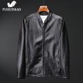 Fuguiniao Men's Leather Jacket Stand Collar Motorcycle Leather Casual Jackets Fashion Male Coat. 