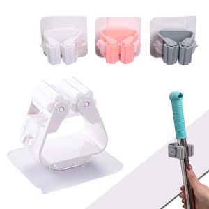 【88HomeStore】<Ready Stock> Wall Mounted Mop Holder Umbrella Brush Broom Hanger Storage Rack Clean Tool Rack Hooks Kitchen Bathroom Storage