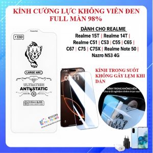 Kính cường lực mỏng 0.18mm Không viền Trong suốt cho Realme 15T Realme 14T Realme C51 C53 C55 C65 C67 C75 C75X Realme Note 50 Nazro N53 4G