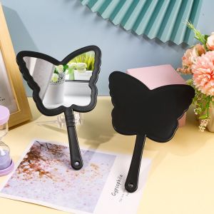 EXCES Hand-held Butterfly-shaped Makeup Mirror Butterfly-shaped Plastic Butterfly Handle Mirror Multipurpose High-definition Portable Makeup Mirror Cosmetic