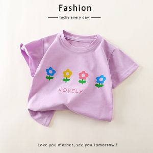 [เสื้อยืดแขนสั้นลายดอกไม้สำหรับเด็กผู้หญิง] เสื้อท็อปประดับดอกไม้ 3 มิติ เสื้อชั้นในผ้าฝ้ายเนื้อนุ่มสบายผิว เสื้อผ้าเด็กฤดูใบไม้ผลิ/ลัคกี้แคชชวล【BabyBuddyShop】