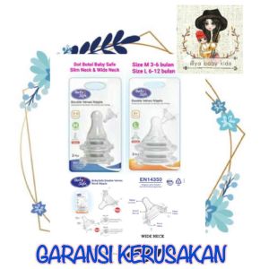 Baby Safe Dot untuk Botol Susu Bayi Wide Neck dan standart Karet Dot Bayi isi 2 Pcs | BABY SAFE DOT SLIM NECK