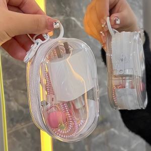 KOZI Data cable storage box cable protection transparent case portable travel charger headphone case
