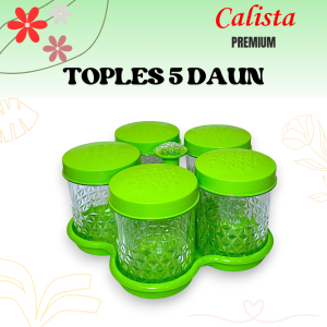 Toples Calista Premium 5 Daun Bunga Toples Kue Kering snack Akrilik Set Toples Makanan