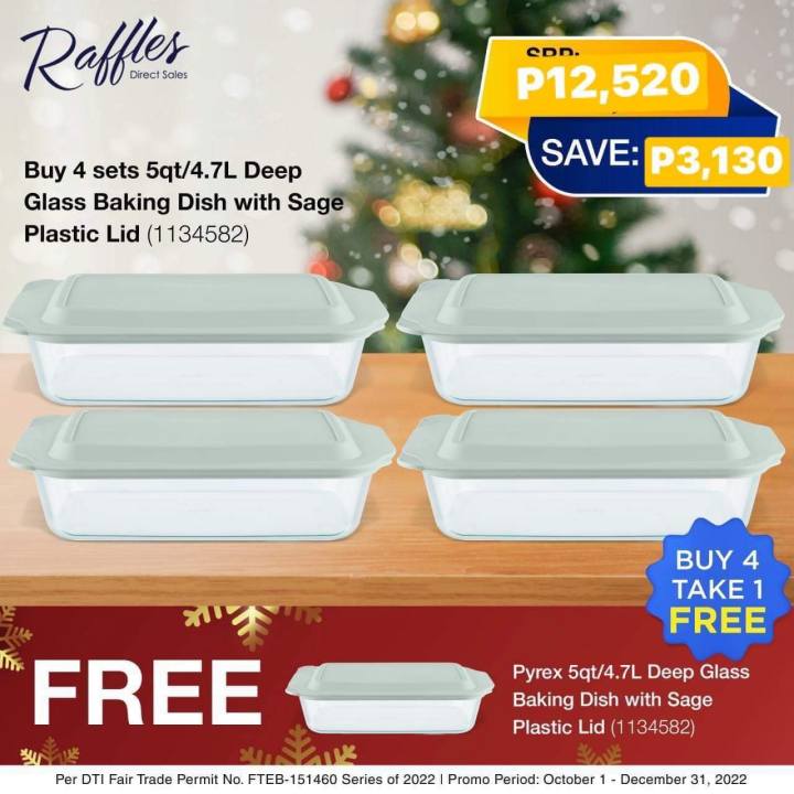 Pyrex DEEP BAKEWARE Deep Glass Baking Dish with Sage Plastic Lid  Lazada PH