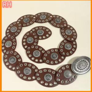 🔥🔥🔥ranghe เข็มขัดหนัง PU สไตล์วินเทจสำหรับผู้หญิงเข็มขัดหัวหมุดทรงรีเข็มขัดแบบวินเทจ