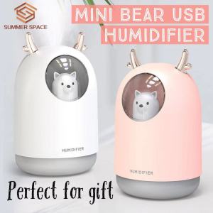 🧸😴Pelembap Udara Aromaterapi Beruang Mini Mudah Dibawa Boleh Larut Minyak Pati dengan Lampu Malam | 300ml Portable Mini Bear Aromateraphy Air Humidifier Essential Oil Diffuser with Night Lamp🌙🧸🤍💖