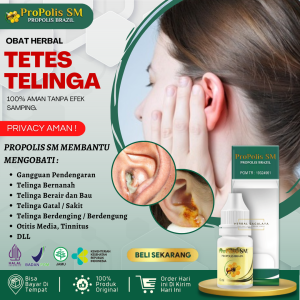 Obat Telinga Mengeluarkan Cairan Kuning - Obat Telinga Berair dan Bau - Obat Telinga Berair dan Gatal - Obat Telinga Berair Kuning - Obat Telinga Berair dan Berdengung - Obat Untuk Telinga Berair Dengan Propolis SM Brazil Isi 6 ml 100% MURNI ORIGINAL