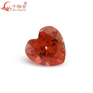 Heart Shape Padparadscha Lab Grown Sapphire with Visible Inclusions for DIY Jewelry Making - Reddish