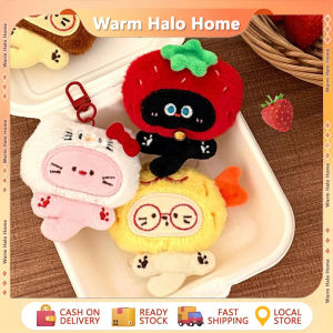 Cartoon Kitten Keychain Bag Hanger Cute Plush Headgear Kitten Keychain Creative Backpack Ornament Gift