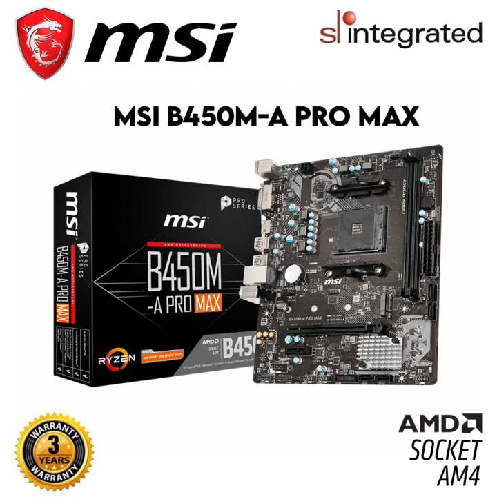 MSI B450M-A PRO MAX AMD AM4 DDR4 Motherboard With Ryzen 5 5600G ...