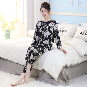 Pure cotton set female summer large size pure cotton silk pajamas mother long sleeve middle-aged elderly home wear two sets