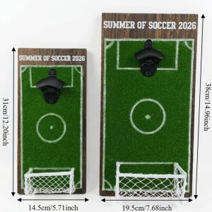 SKJK Football Soccer Field Bottle Opener Beer Wall Decor Wall Mounted Bottle Opener Novelty Wooden Bottle Cap Catcher Soccer Fans Gifts