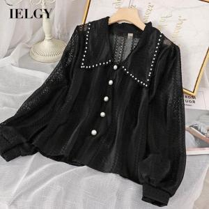 IELGY all-match blouse womens trendy V-neck white shirt design sense