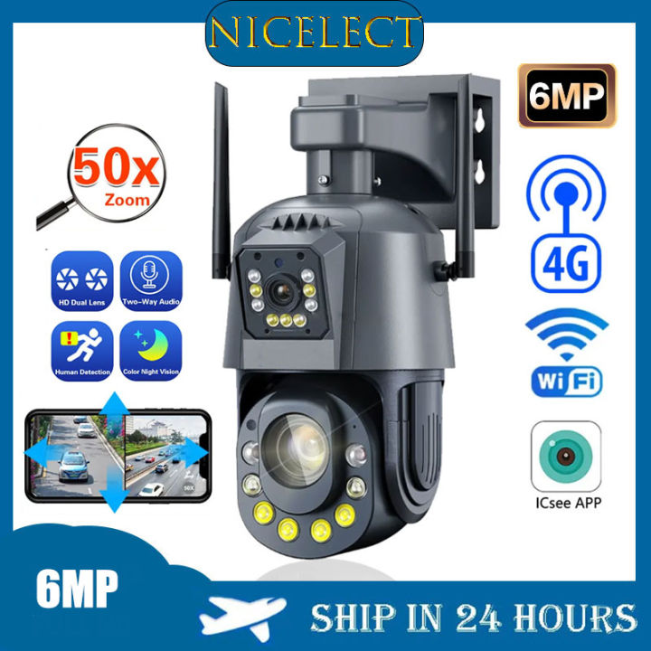 NICELECT 4K 6MP Metal Dual Lens PTZ Wifi 4G Camera Outdoor 30X 50X