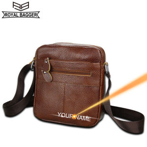 Túi Đeo Chéo Royal Bagger Cho Nam Túi Đeo Vai Thời Trang Phong Cách Cổ Điển Da Bò Thật 100% Túi Đeo Chéo Công Sở Thông Dụng Túi Da Thật Họa Tiết Vải Sần