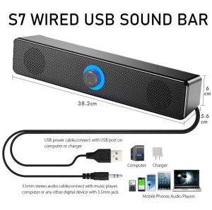 Portable USB Wired Sound Bar 9D BASS Stereo Speaker Hifi Subwoofer Powerful Wired Soundbar Speaker with Volume Control Home Theater Soundbar Speaker for TV PC Smartphone Computer Tablet Pembesar Suara Muzik 条形音箱 音响