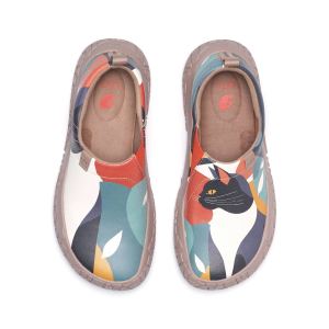 UIN Toledo IV Womens Art Painted Travel Shoes Slip On Loafers Comfort Lightweight Sneakers Meow FUN