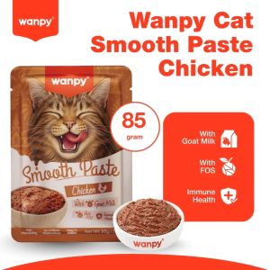 Wanpy Cat Smooth Paste Wet Food Premium Makanan Kucing Basah Pouch 85g GPO
