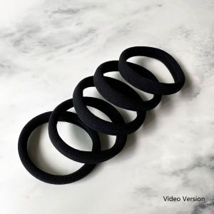 [SG | Seamless & Tight] 5-10pc 5cm High Elasticity Thick Black Hair Tie Hair Rope Ponytail Hair Band for School Student and Office Outfit Dress Up