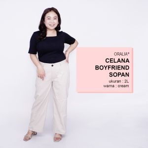 Celana Kerja Kantor Big Boyfriend Sopan Wanita / Celana Wanita Jumbo Keren / Celana Kerja Seragam Wanita Bigsize / Celana Bahan Wanita Formal Super Jumbo Kekinian