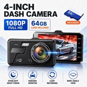 Car-mounted recorder with 4-inch DVR touchscreen HD 1080P dual-lens vehicle recorder