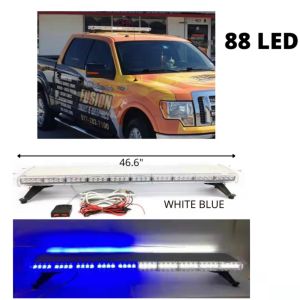 CPA 12-24V 88LED 46.6\" BLINKER BACK TO BACK LINEAR LENS MAGNETIC (WHITE BLUE) HIGH QUALITY (6808)