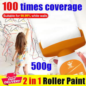 ✨Suitable for 99.99% of white walls✨ 2 in 1 roller paint for wall wall roller paint repair white paint roller for wall cat rumah dinding dalam murah indoor 500g 滚筒漆