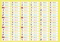 1 tờ sticker 96 cái in tên dán bút cho bé với nhiều hình ngộ nghĩnh đáng yêu. 