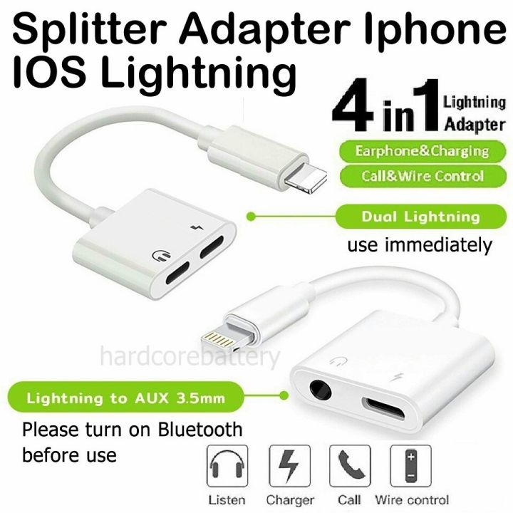 Splitter Adapter apple Iphone IOS Lightning Double Dual Support