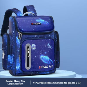 Three Elephants Fashion Cartoon Astronaut Waterproof Kids School bag Large Capacity Science Layered Children’s School Backpacks Spine Protection load Reduced Primary Students School Bag