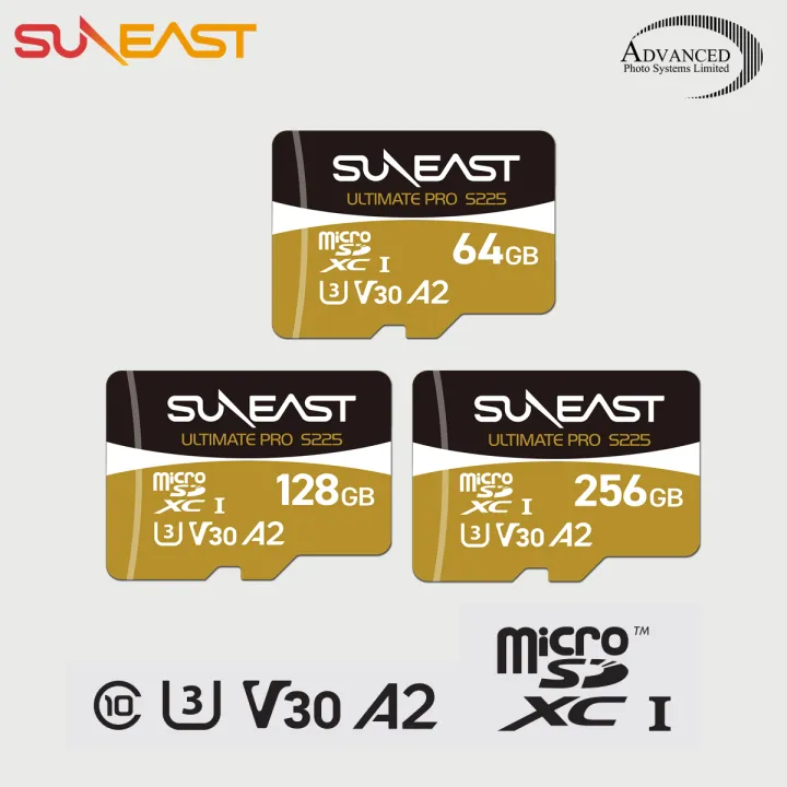 SUNEAST ULTIMATE PRO GOLD Scheda MicroSDXC 256GB V30 A2: Lettura 208MB/s, Scrittura 170MB/s Per 4K, Action Cam E Droni