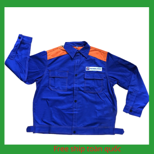 Áo bảo hộ lao động nam nữ petrolimex vải kaki 65/35 đầy đủ logo áo lao động ngành xăng dầu