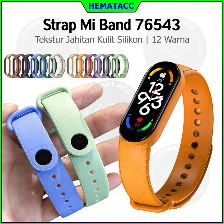 Strap Mi Band Tekstur Jahitan Kulit Silicone Leather