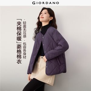 Giordano Beau Monde Women Round neck raglan sleeve quilted jacket Free Shipping 13376737