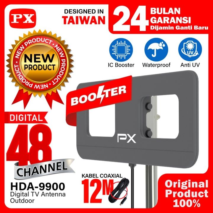 Antena TV Digital Analog Outdoor Antenna Booster DVBT2 4K Kabel 12