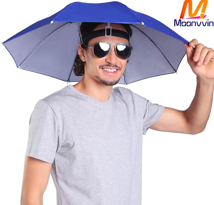 Wondering]69cm Fishing Hat Umbrella Hat Folding Sun Anti-UV Sun Hat Rain  Hat Rain Cap Adjustable Multifunction Outdoor Headwear