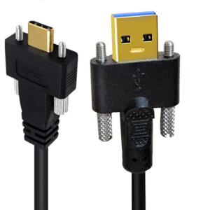 Gold Plate 90°Angled USB3.1 Type C Double Screw Locking to Standard USB3.0 Data Cable for Camera Fast Charging Cable