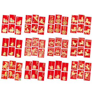 Pack of 6 Horse Pattern Red Envelopes Cultural Festival Favors Birthday Wedding Celebration Paper Gift Holders