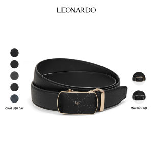 Leonardo Thắt Lưng Nam Quickfit Monogram Neo Khóa Tự Động Thông Minh Logo Mạ Vàng Sang Trọng Không Đục Lỗ