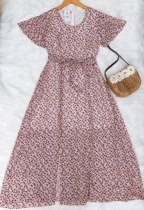 Maxi xẻ đùi hoa nhí cột eo Misa - MS0226