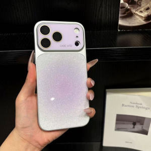 Dreamy Shimmer Gradient Glitter Case For iPhone 17 16 15 14 13 Pro Max Minimalist Electroplated Frame Anti-Drop Phone Cover