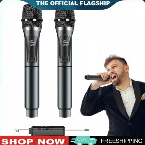 [TOPACE MALL] Wireless Microphones with Receiver Karaoke Microphone Set Dual Handheld Cordless Dynamic Mic System for Singing Karaoke Church