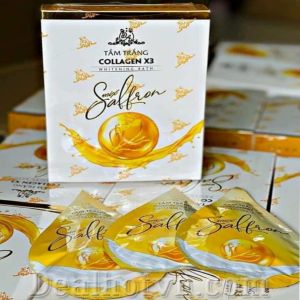 [CHÍNH HÃNG] Hộp 3 gói Tắm trắng Collagen x3 Mix Saffron sữa dưỡng ẩm mềm mịn trắng sáng da tẩy da chết