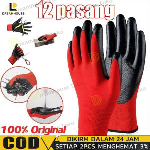 [12 Pasang] Sarung Tangan Kerja Proyek Safety Anti Slip Tebal Kuat Glove Premium Bahan Karet LATEX PALMFIT